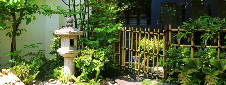 Japanese-style garden with a calm